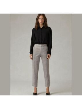 Massimo Fabbro Italy Plaid Academia Stretch Straight Leg Pull On Crop Pants